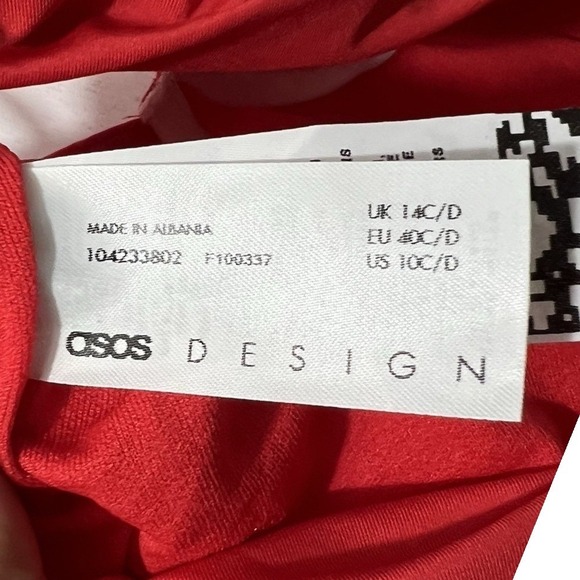 ASOS Design Red Ruched Underwire Bikini Top Strappy Back US 10 C/D resort Travel - Picture 6 of 8